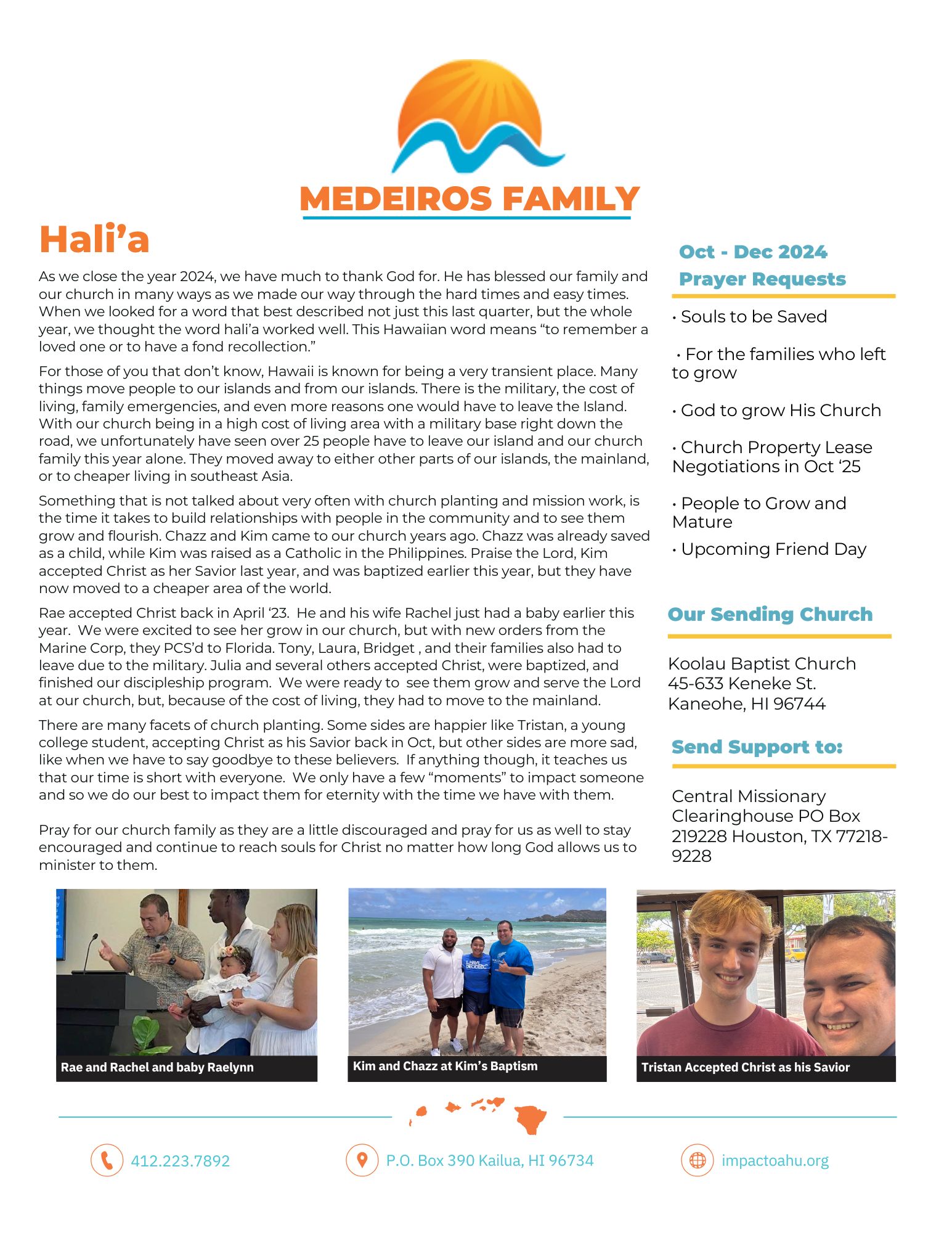 24 Oct - Dec - 4th Qtr Prayer Letter